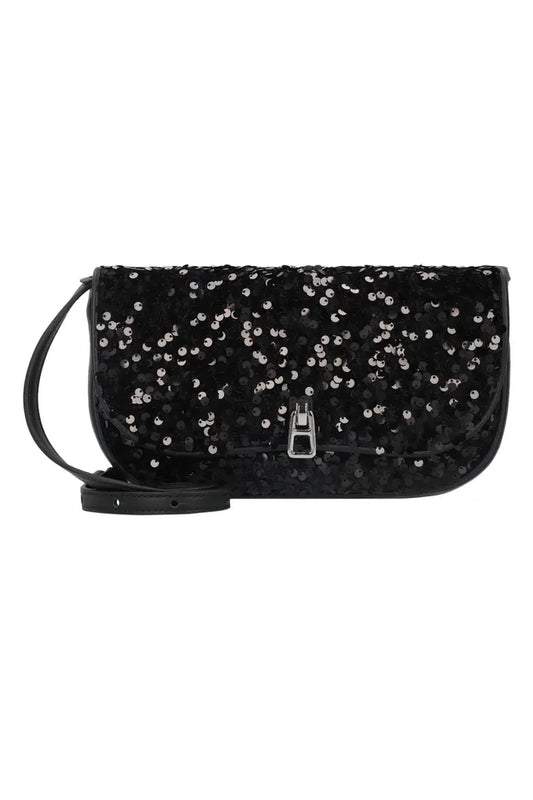 Coccinelle Sequin Rectangle Rounded Edge Crossbody Bag - Black