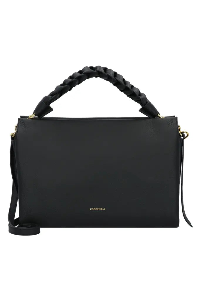 Coccinelle Rectangle Braided Top Handle Bag - Black