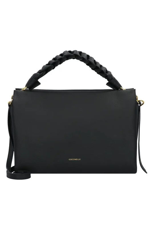 Coccinelle Rectangle Braided Top Handle Bag - Black