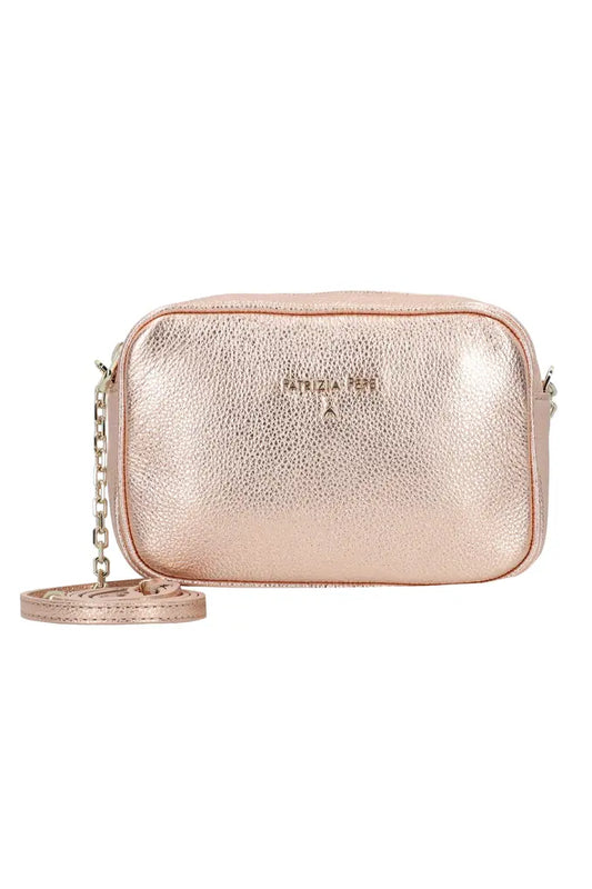 Patrizia Pepe Metallic Camera Crossbody Bag - Rose Gold