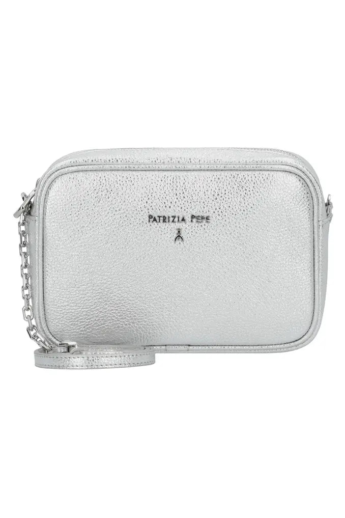 Patrizia Pepe Metallic Camera Crossbody Bag - Silver