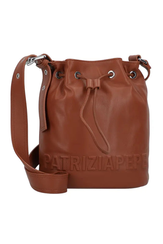 Patrizia Pepe Embossed Drawstring Bucket Bag - Brown