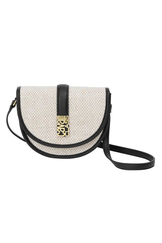 Cavalli Class Contrast Saddle Crossbody Bag - Natural Black