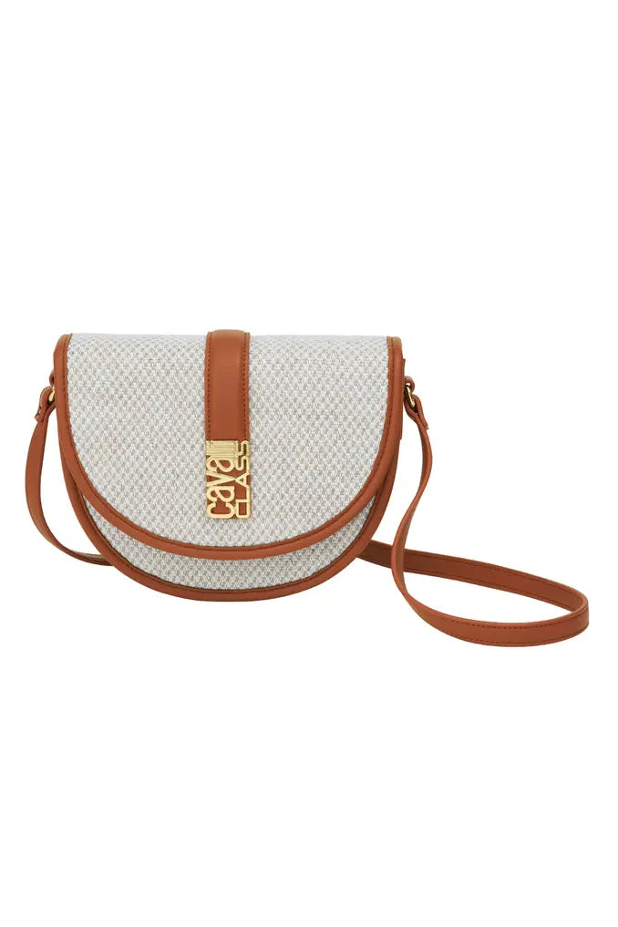 Cavalli Class Contrast Saddle Crossbody Bag - Natural Brown