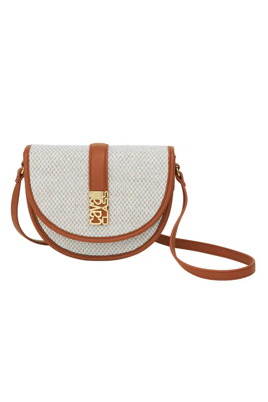 Cavalli Class Contrast Saddle Crossbody Bag - Natural Brown