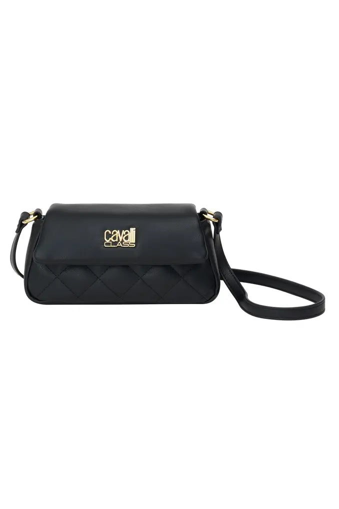 Cavalli Class Quilted Flap Crossbody Bag - Black