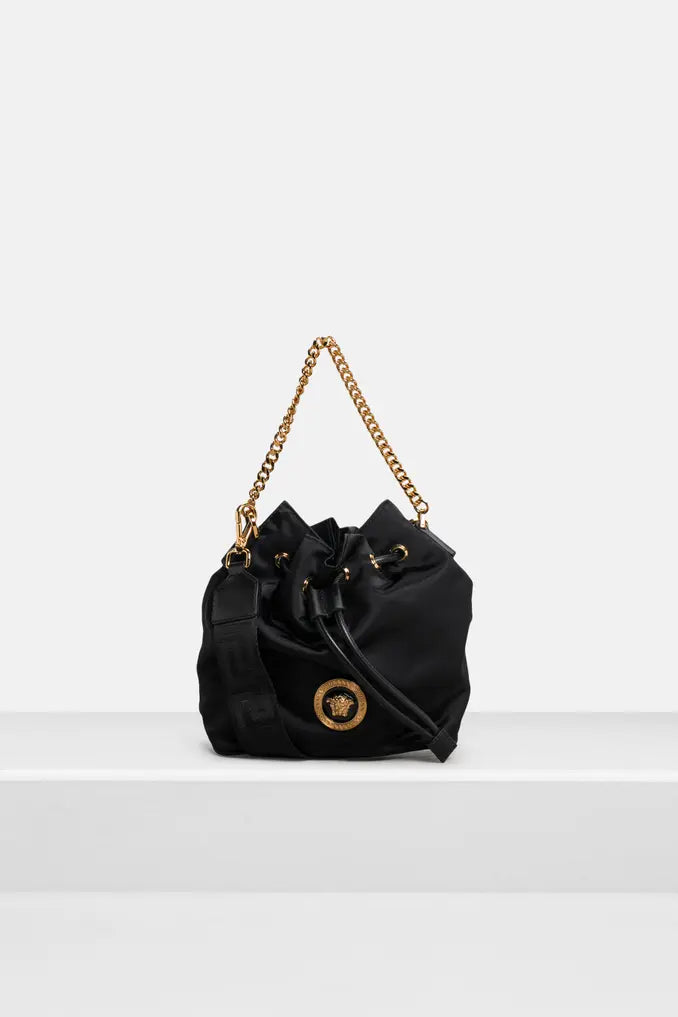 Versace Nylon Chain Bucket Bag - Black