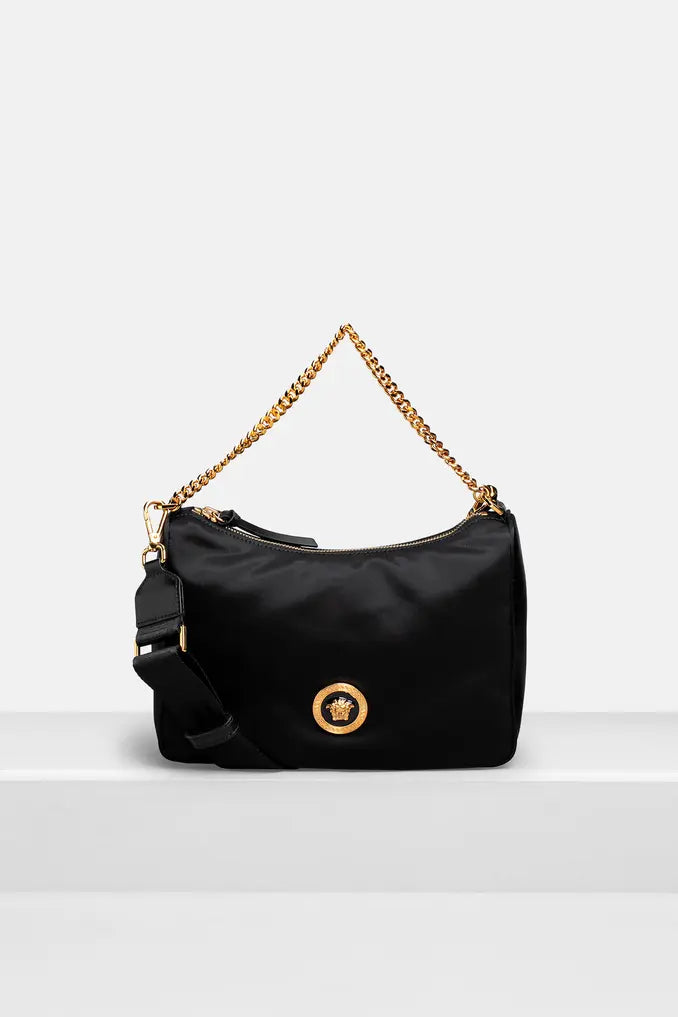 Versace Nylon Chain Shoulder Bag - Black