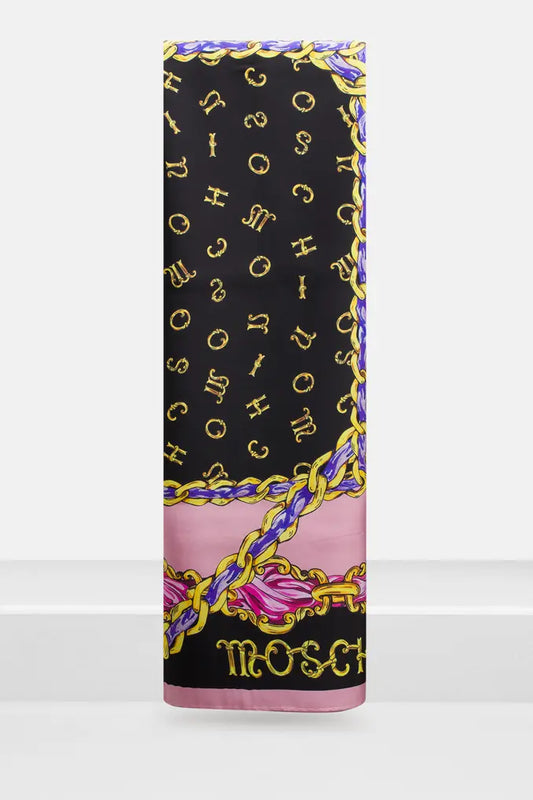 Love Moschino Printed Silk Scarf - Black Multi