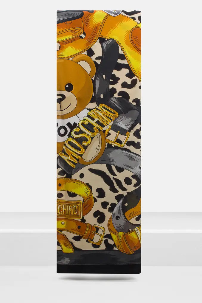 Love Moschino Teddy Printed Silk Scarf - Black Multi