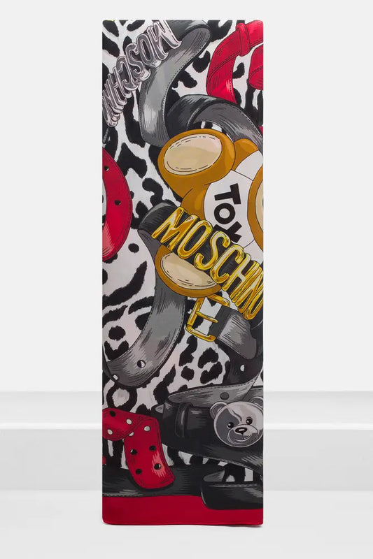 Love Moschino Teddy Printed Silk Scarf - Red Multi