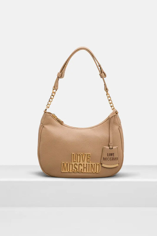 Love Moschino Lettering Chain Shoulder Bag - Beige